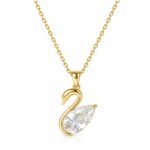 Swan solitaire pendant with pear-shaped stone in gold design by Pure Gems World