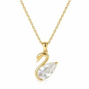 Swan solitaire pendant with pear-shaped stone in gold design by Pure Gems World