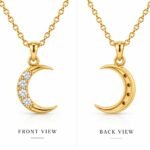 Elegant 18K Gold Crescent Moon Pendant with Lab Grown Diamonds for Women - Image 3