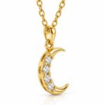 Elegant 18K Gold Crescent Moon Pendant with Lab Grown Diamonds for Women - Image 4