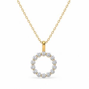 14 Diamond Circular Lab Grown Diamond Pendant in Yellow Gold