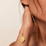 Pear Lab Grown Diamond Pendant in 18k Gold – Elegant Geometric Design for Women - Image 2