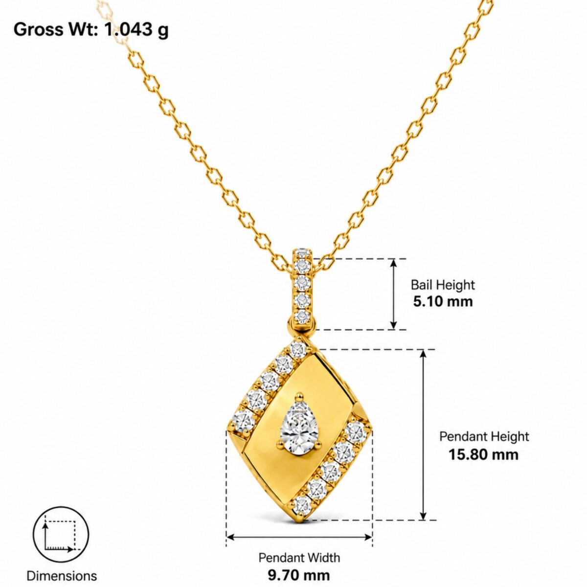 Pear Lab Grown Diamond Pendant in 18k Gold – Elegant Geometric Design for Women - Image 3
