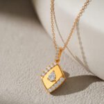 Pear Lab Grown Diamond Pendant in 18k Gold – Elegant Geometric Design for Women - Image 5