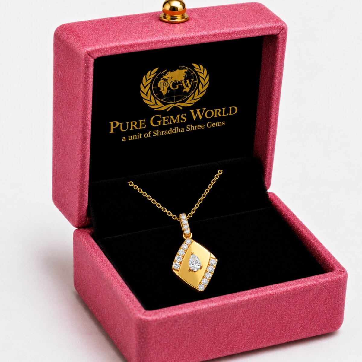 Pear Lab Grown Diamond Pendant in 18k Gold – Elegant Geometric Design for Women - Image 7