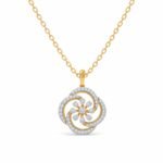 Floral Swirl Lab Grown Diamond Pendant in yellow gold for women
