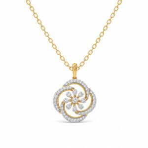 Floral Swirl Lab Grown Diamond Pendant in yellow gold for women