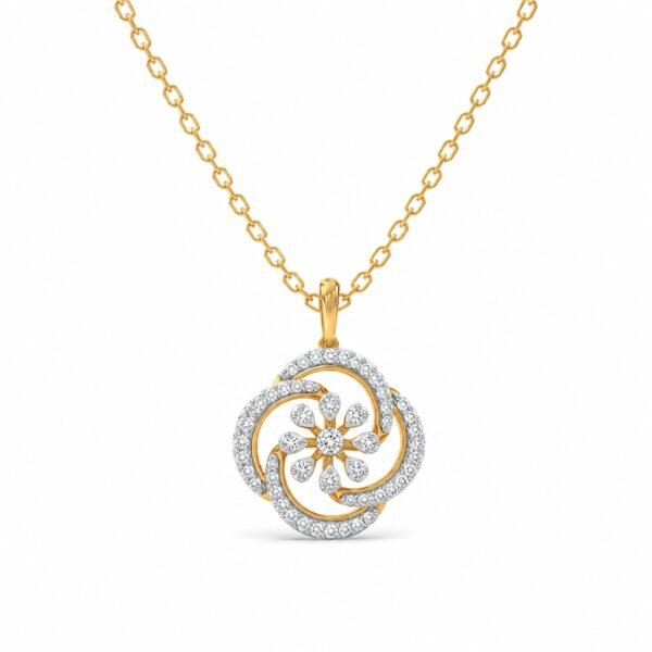 Floral Swirl Lab Grown Diamond Pendant in yellow gold for women