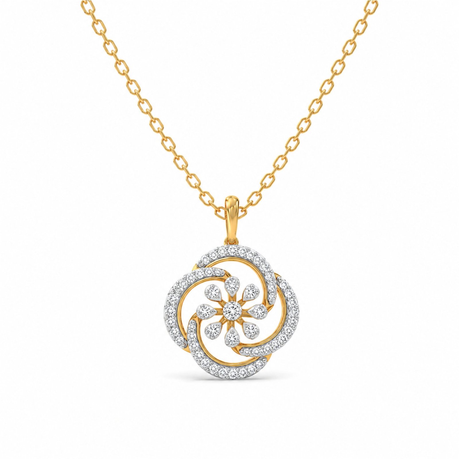 Floral Swirl Lab Grown Diamond Pendant in Gold Floral Swirl Lab Grown Diamond Pendant in yellow gold for women