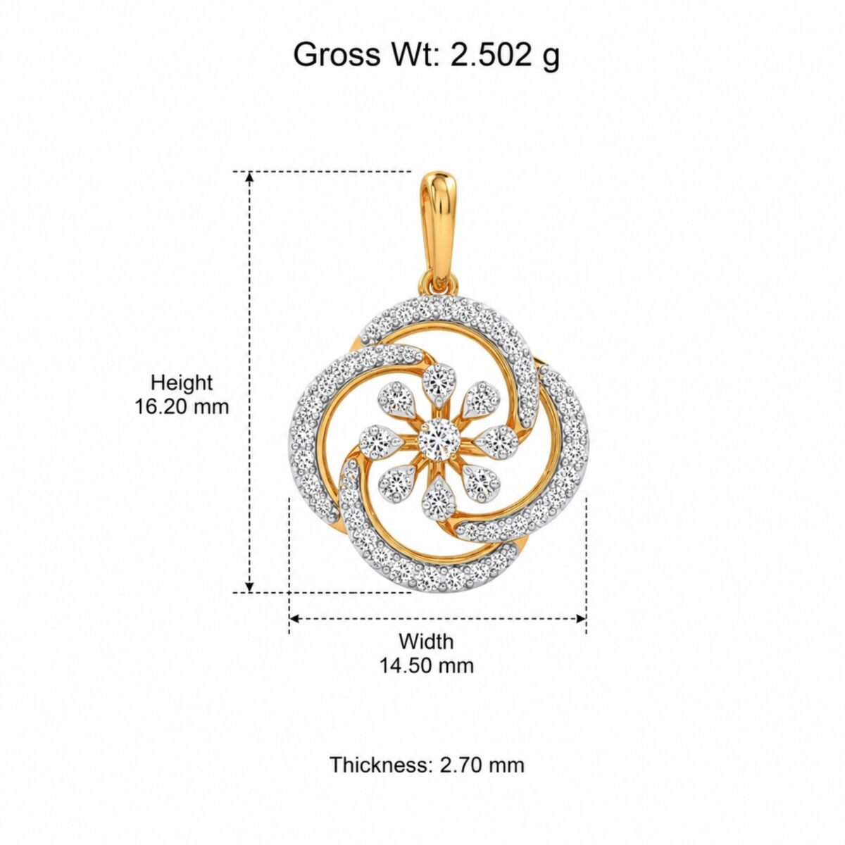 Beautiful Floral Lab Grown Diamond Pendant in 18K Gold for Women - Image 3