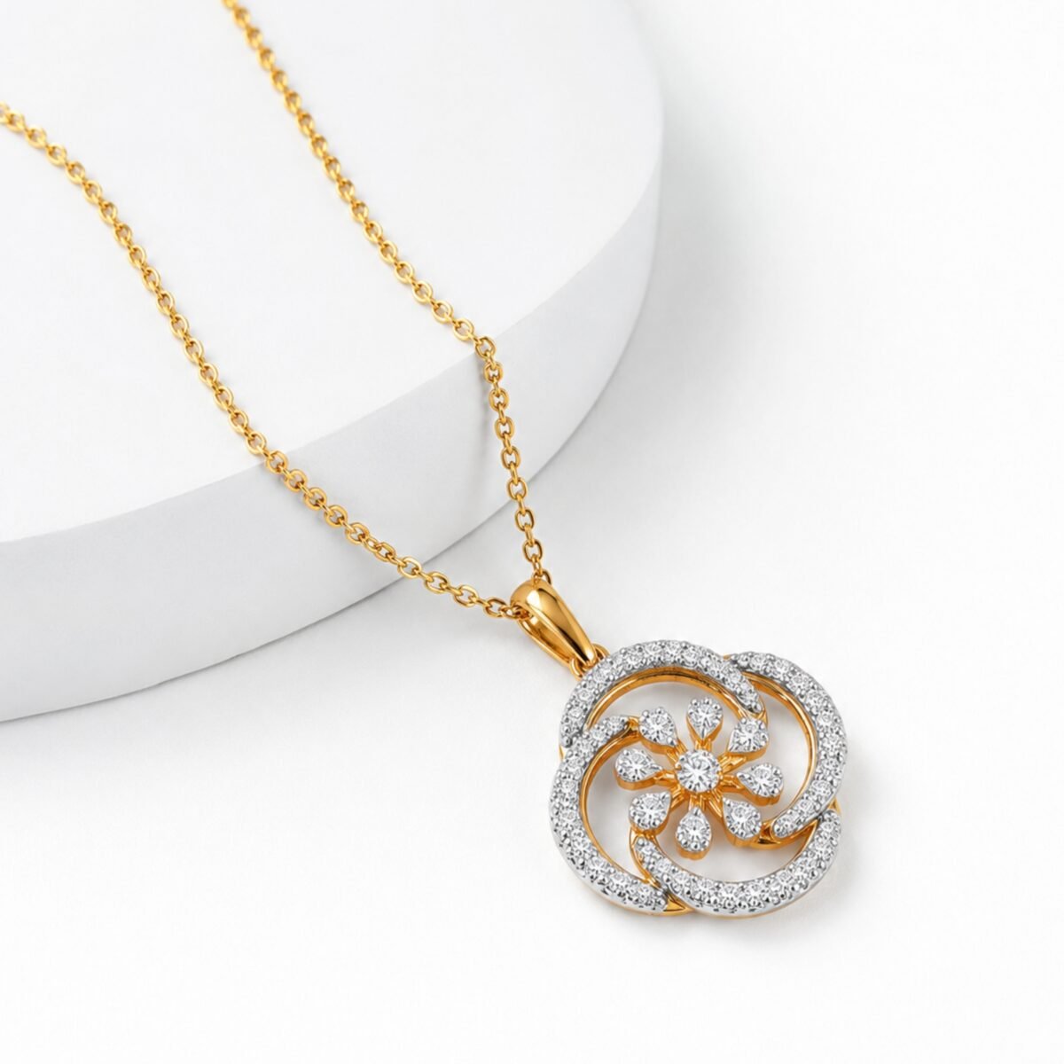 Beautiful Floral Lab Grown Diamond Pendant in 18K Gold for Women - Image 4