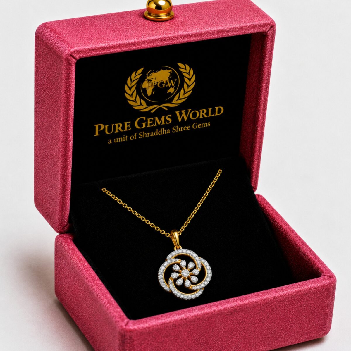 Beautiful Floral Lab Grown Diamond Pendant in 18K Gold for Women - Image 6
