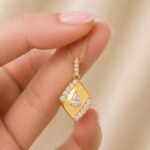 Pear Lab Grown Diamond Pendant in 18k Gold – Elegant Geometric Design for Women - Image 6