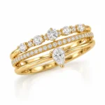Pear & Pavé Lab Grown Diamond Triple Band Ring | 18K Gold - Image 3