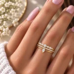 Pear & Pavé Lab Grown Diamond Triple Band Ring | 18K Gold - Image 4