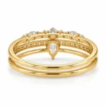 Pear & Pavé Lab Grown Diamond Triple Band Ring | 18K Gold - Image 2