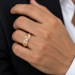 Prism Eye Lab Grown Diamond Ring in rose gold worn on a male model hand