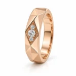 Prism Eye Lab Grown Diamond Men’s Ring in rose gold standing side angle with three diamonds