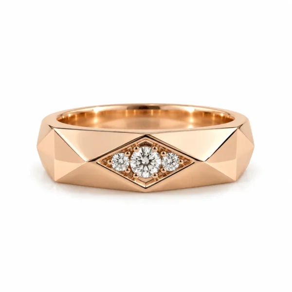 Prism Eye Lab Grown Diamond Ring in rose gold worn on a male model hand