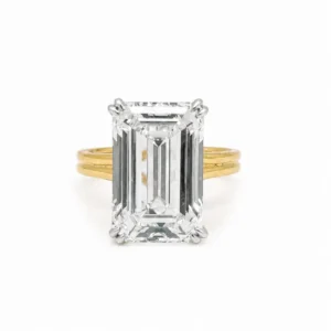 Regal Emerald Solitaire Lab Grown Diamond Ring featuring a stunning emerald-cut center diamond in an elegant and timeless solitaire setting.
