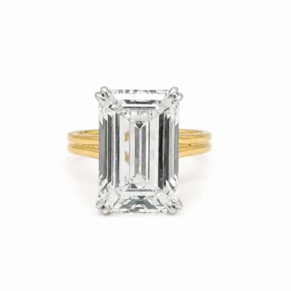 Regal Emerald Solitaire Lab Grown Diamond Ring featuring a stunning emerald-cut center diamond in an elegant and timeless solitaire setting.