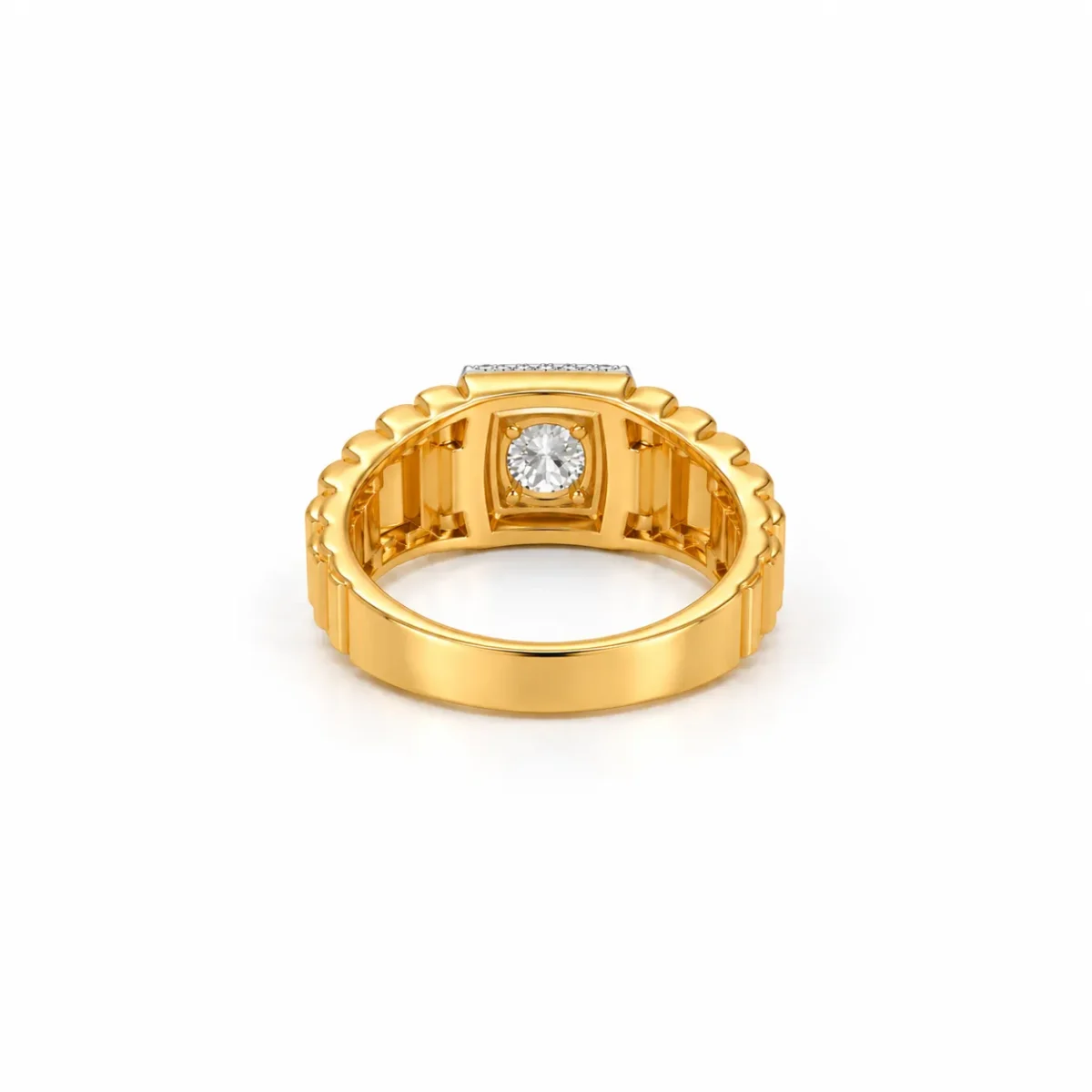 Royal Armour Lab Grown Diamond Gold Ring for Men Back View