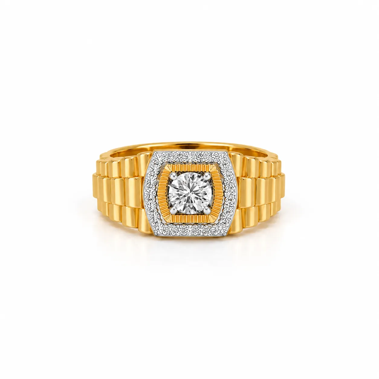 Royal Armour Lab Grown Diamond Gold Ring for Men in Yellow Gold