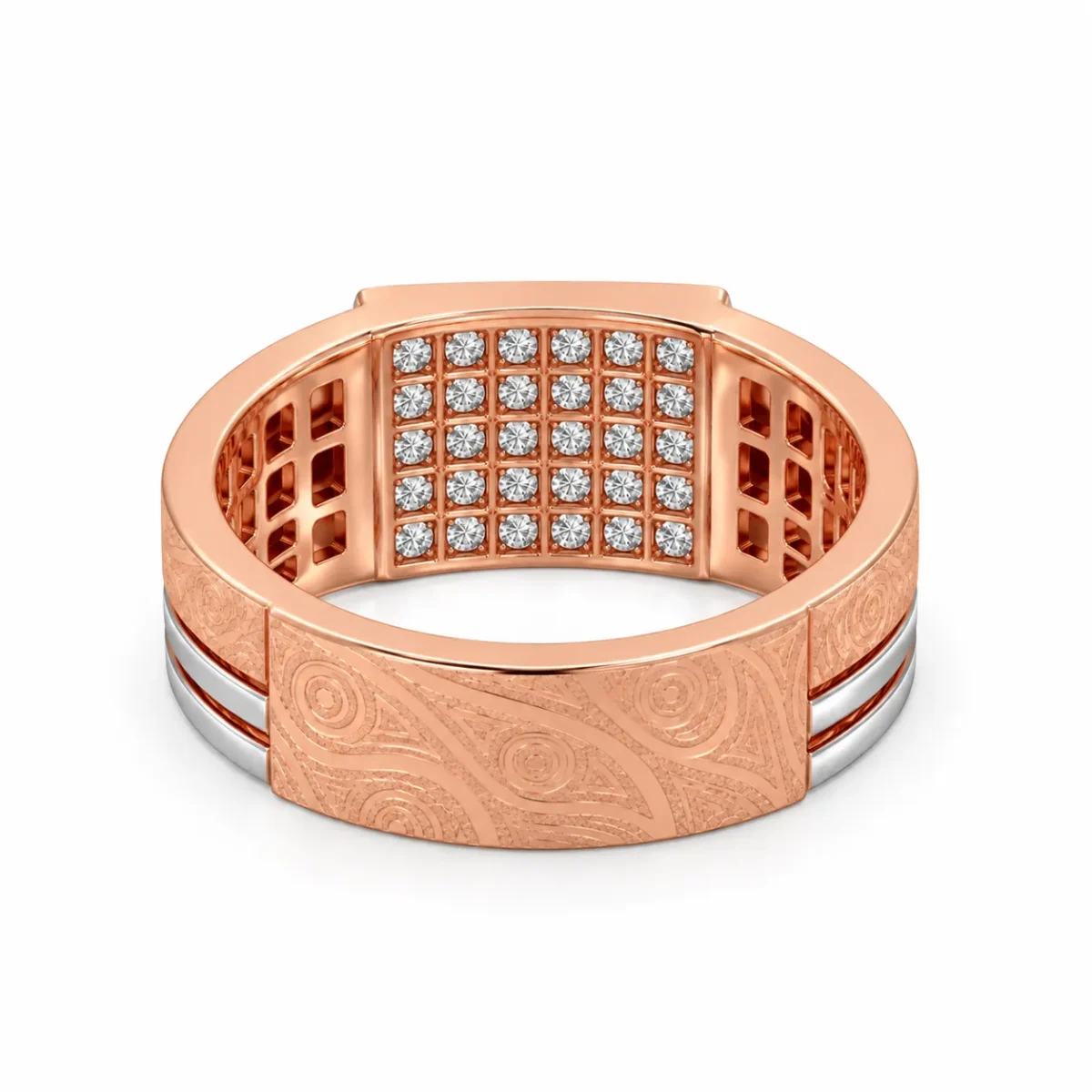 Royal Celebration Lab Grown Diamond Statement Ring for Men back and inner view