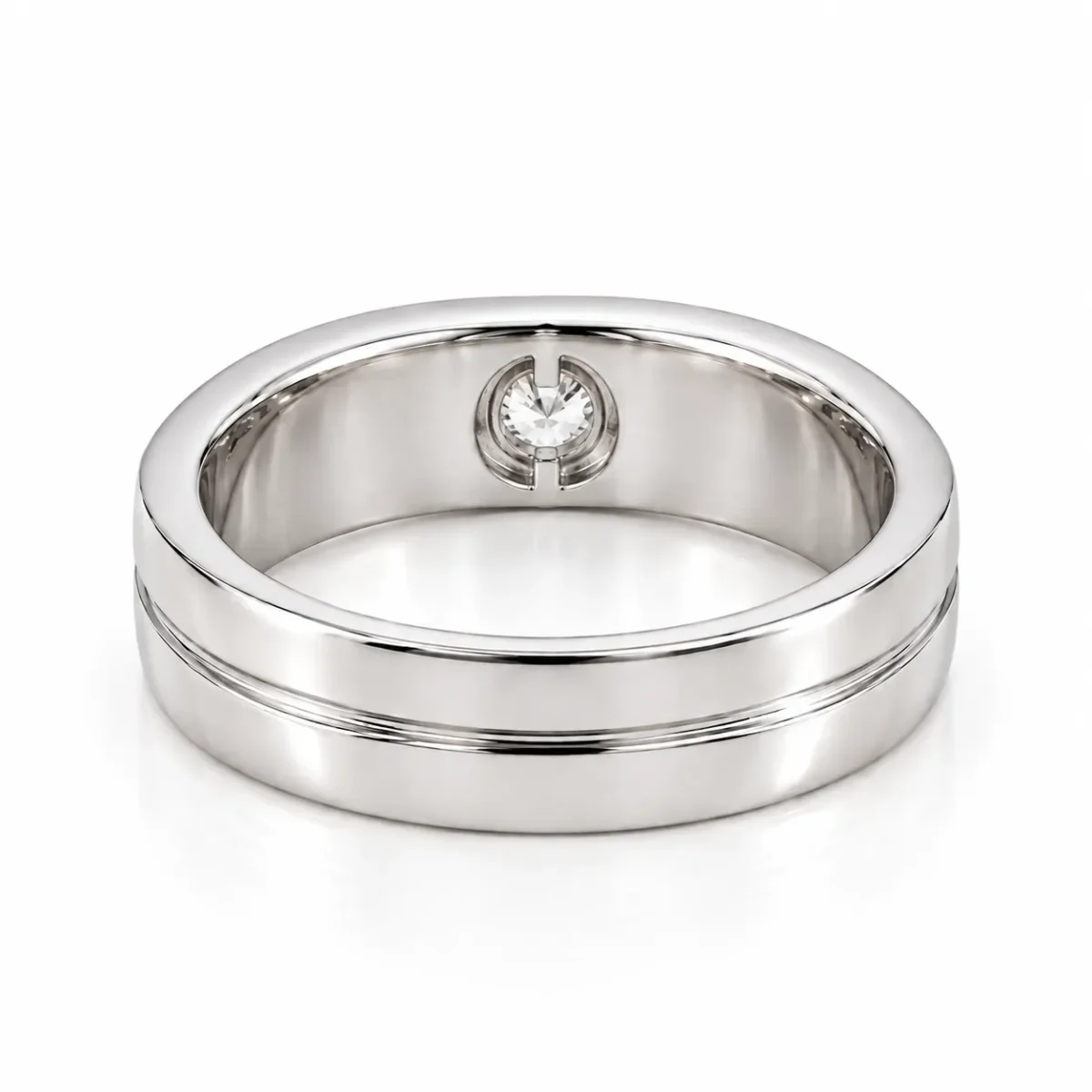Signature Solitaire Lab Grown Diamond Men’s Ring Back View