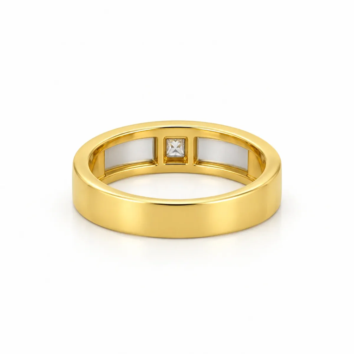 Sleek Princess Cut Lab Grown Diamond Gold Ring for Men back view