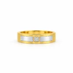Sleek Princess Cut Lab Grown Diamond Gold Ring for Men front view