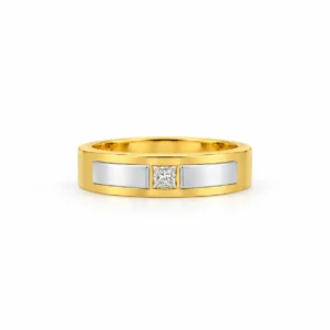 Sleek Princess Cut Lab Grown Diamond Gold Ring for Men front view