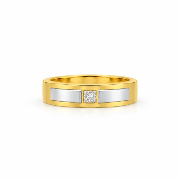 Sleek Princess Cut Lab Grown Diamond Gold Ring for Men front view