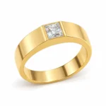 Square Vault Lab Grown Diamond Men’s Ring Yellow Gold Angled View