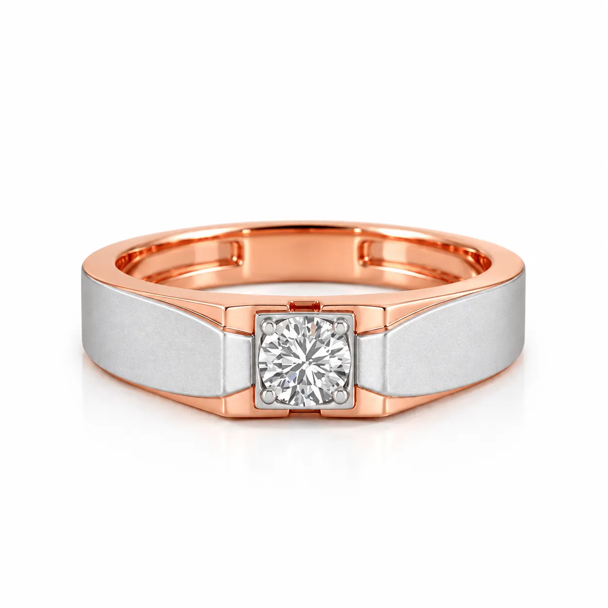 Titan Solitaire Lab Grown Diamond Gold Ring for Men Front View
