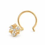 Twinkle Bloom Lab Grown Diamond Gold Nose Pin Angled View