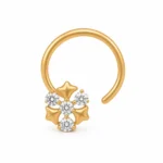 Twinkle Bloom Lab Grown Diamond Gold Nose Pin Front View