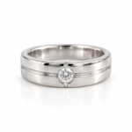 Signature Solitaire Lab Grown Diamond Men’s Ring White Gold Front View