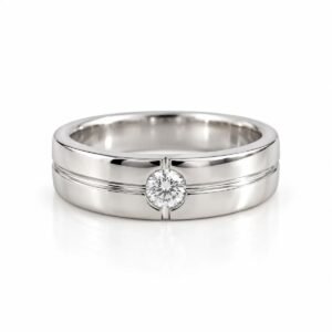 Signature Solitaire Lab Grown Diamond Men’s Ring White Gold Front View
