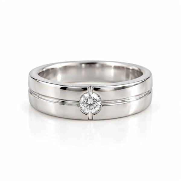 Signature Solitaire Lab Grown Diamond Men’s Ring White Gold Front View