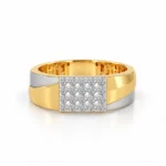 Vertex Luxe Diamond Ring yellow gold front view with round diamond grid