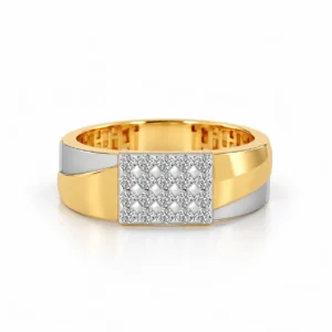 Vertex Luxe Diamond Ring yellow gold front view with round diamond grid