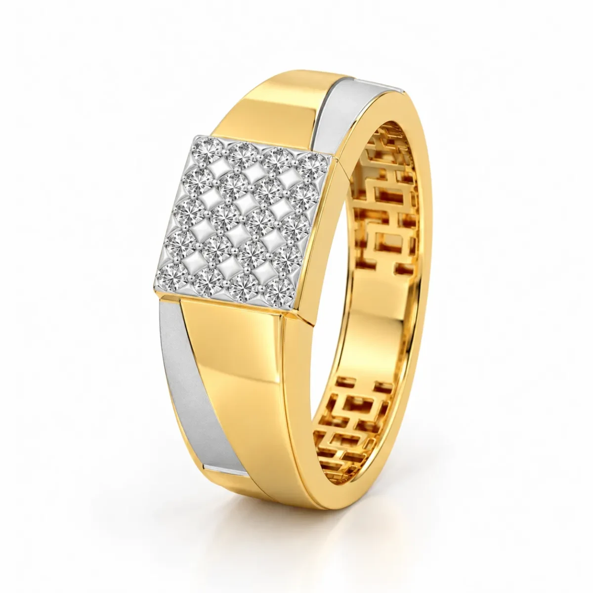 Vertex Luxe Diamond Ring standing side angle with rectangular diamond face