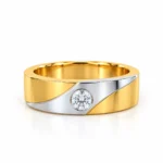 Vortex Solitaire Men’s Ring yellow gold with round diamond front view