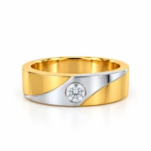 Vortex Solitaire Men’s Ring yellow gold with round diamond front view