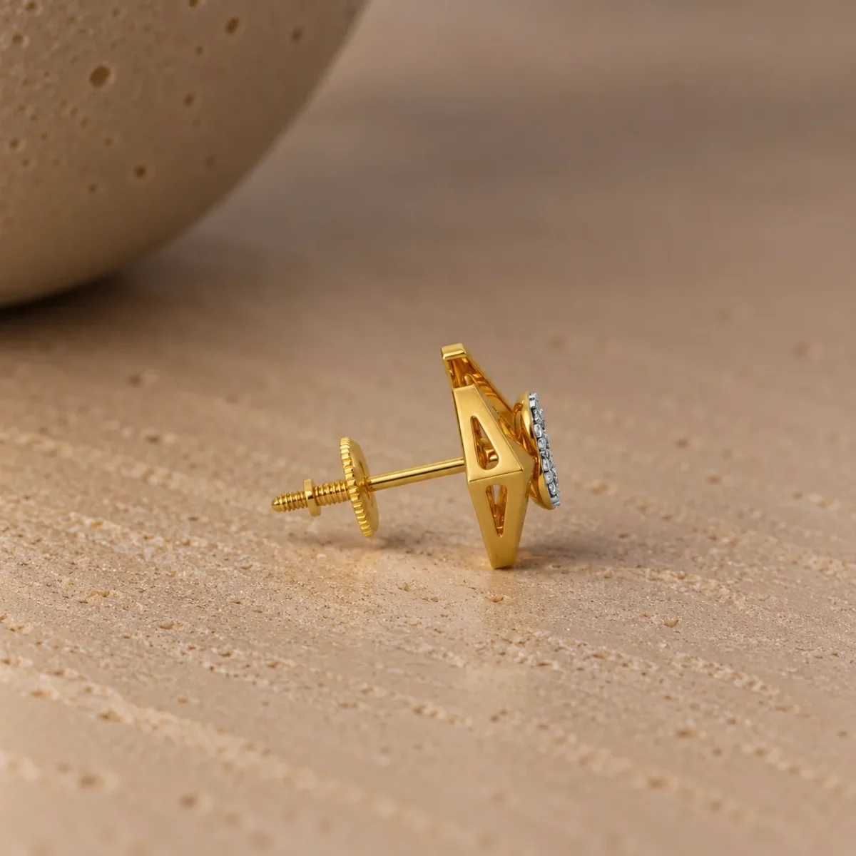 Stylish Geometric Lab Grown Diamond Stud (Earrings) for Women – Sparkling Round Diamonds in 18k Gold - Image 3