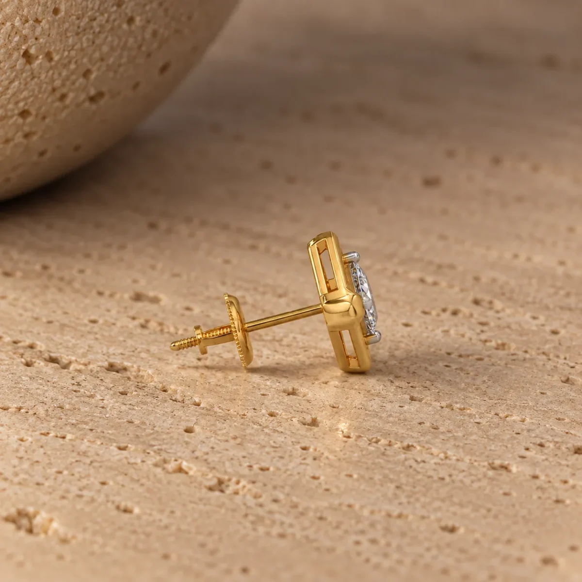Luxury Geometric Square Lab Grown Diamond Stud (Earrings) for Women – Brilliant Diamond Centre in 18k Gold - Image 3