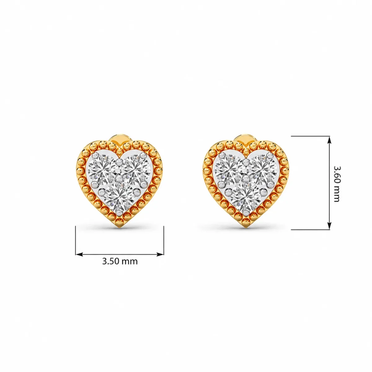 Elegant Heart-Shaped Lab Grown Diamond Stud (Earrings) for Women – 18k Gold Earstud - Image 4