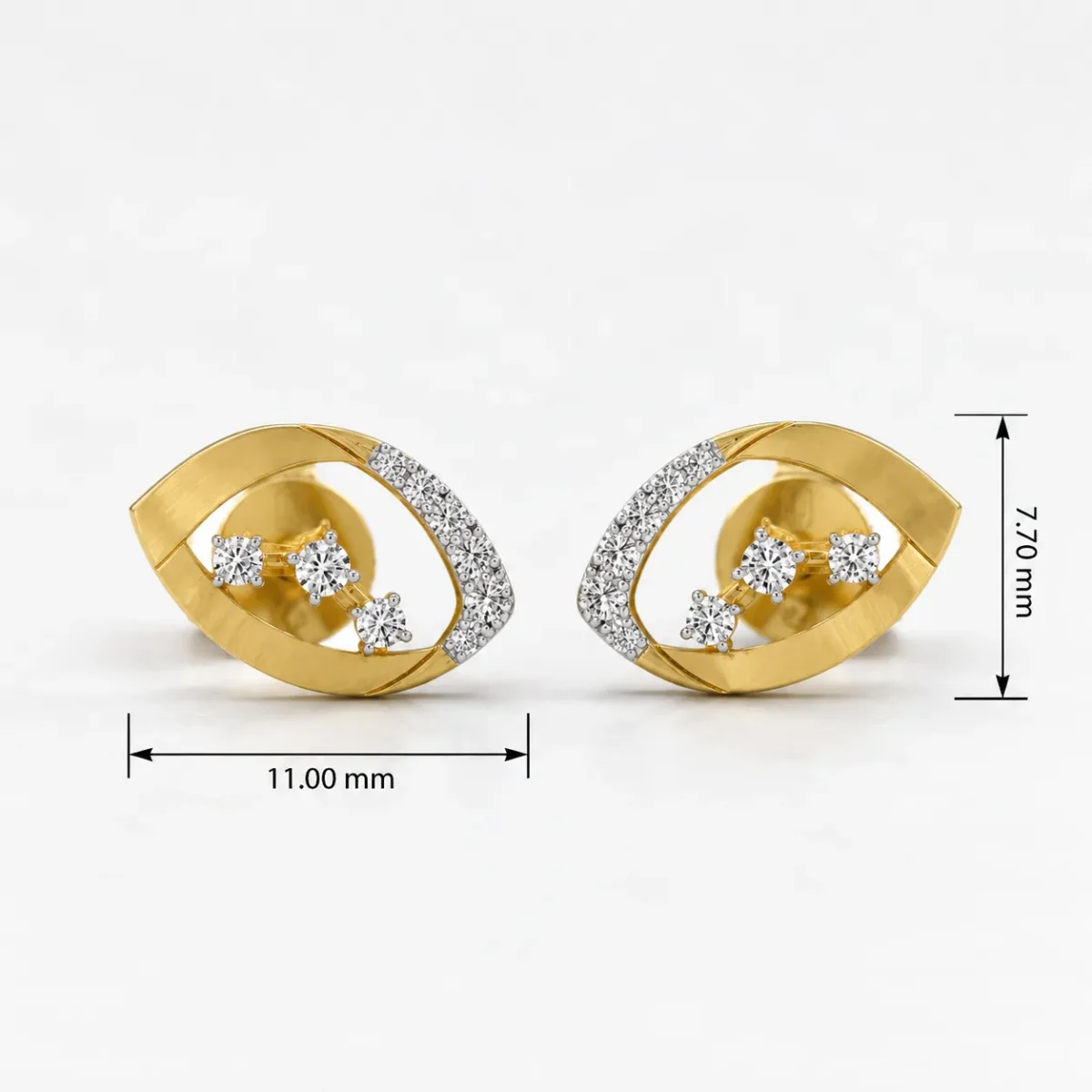Luxury Oval Loop Lab Grown Diamond Stud (Earrings) for Women – Brilliant Round Diamond Accents in 18k Gold - Image 4