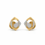 Luxury geometric floral lab grown diamond stud earrings for women in 14K yellow gold